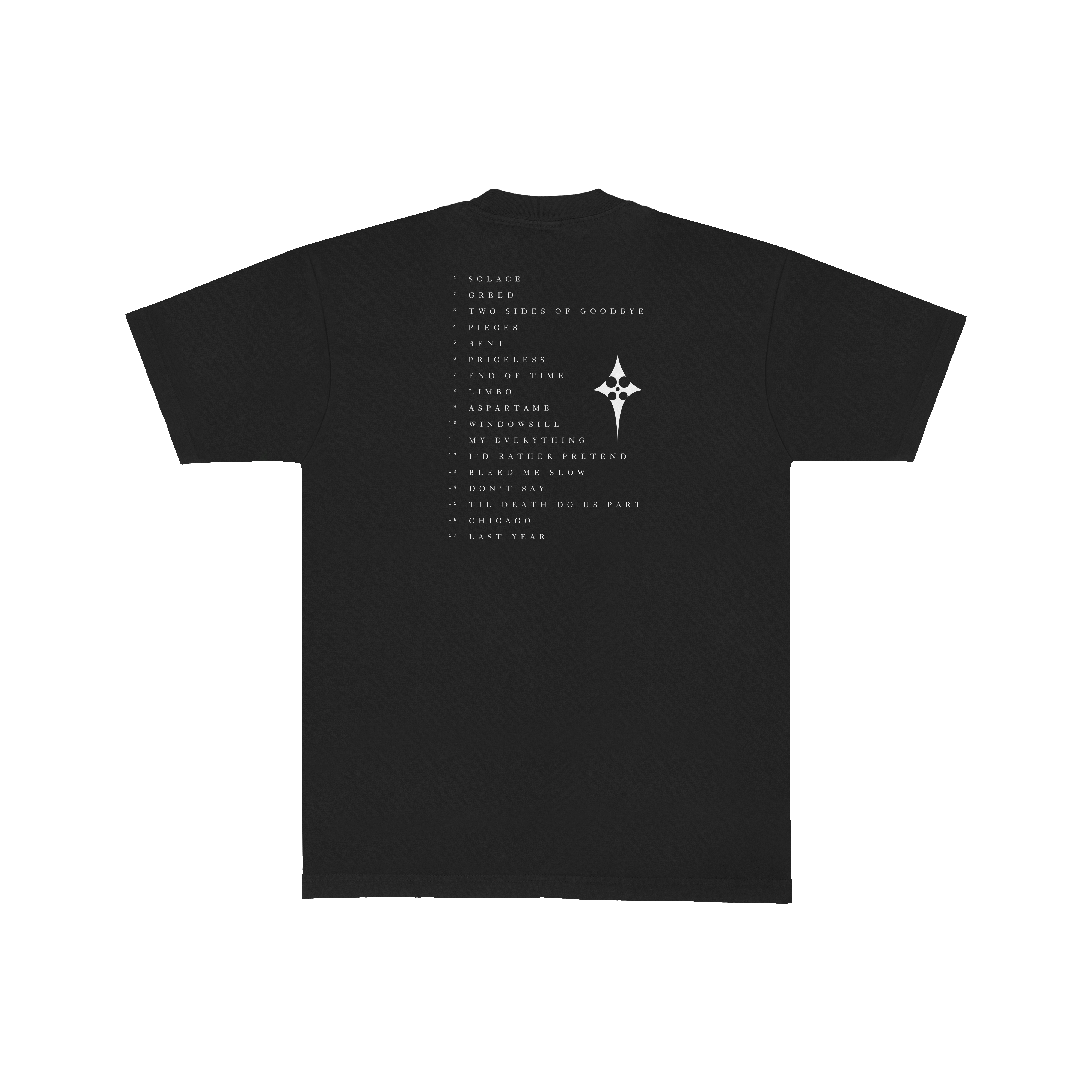 SOLACE Tracklist T-Shirt Back